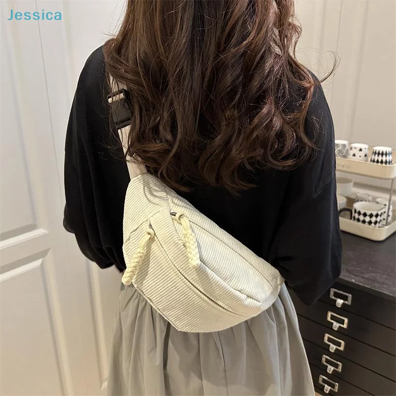 

♥Women's Corduroy Fanny Pack Adjustable Strap Crossbody Bag Fashion Chest Bag Sports Shoulder Bag Solid Large Capacity Bag