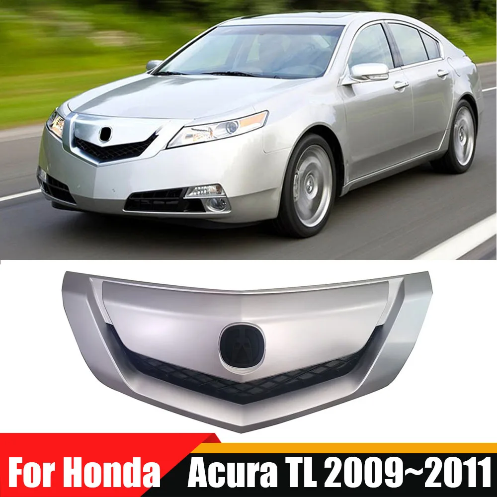 

Silver W/Satin Finished Molding Racing Grill Modified Radiator Grille Grills Bumper Mesh Mask For Honda Acura TL 2009~2011