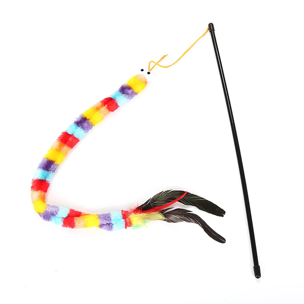 

2Pcs Colorful Palmerworm Cat Teaser Fun Interactive Wand Kitten Training Play for Active Healthy Cats