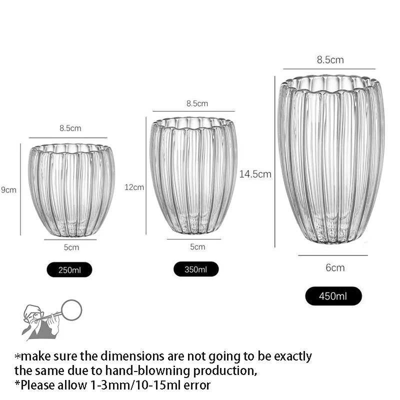 YWDL 250/350/450ml Double Walled Clear Glass Coffee Cup Thermal Insulated Glass Cappuccino Mug Set Beverage Milk Juice Teacup