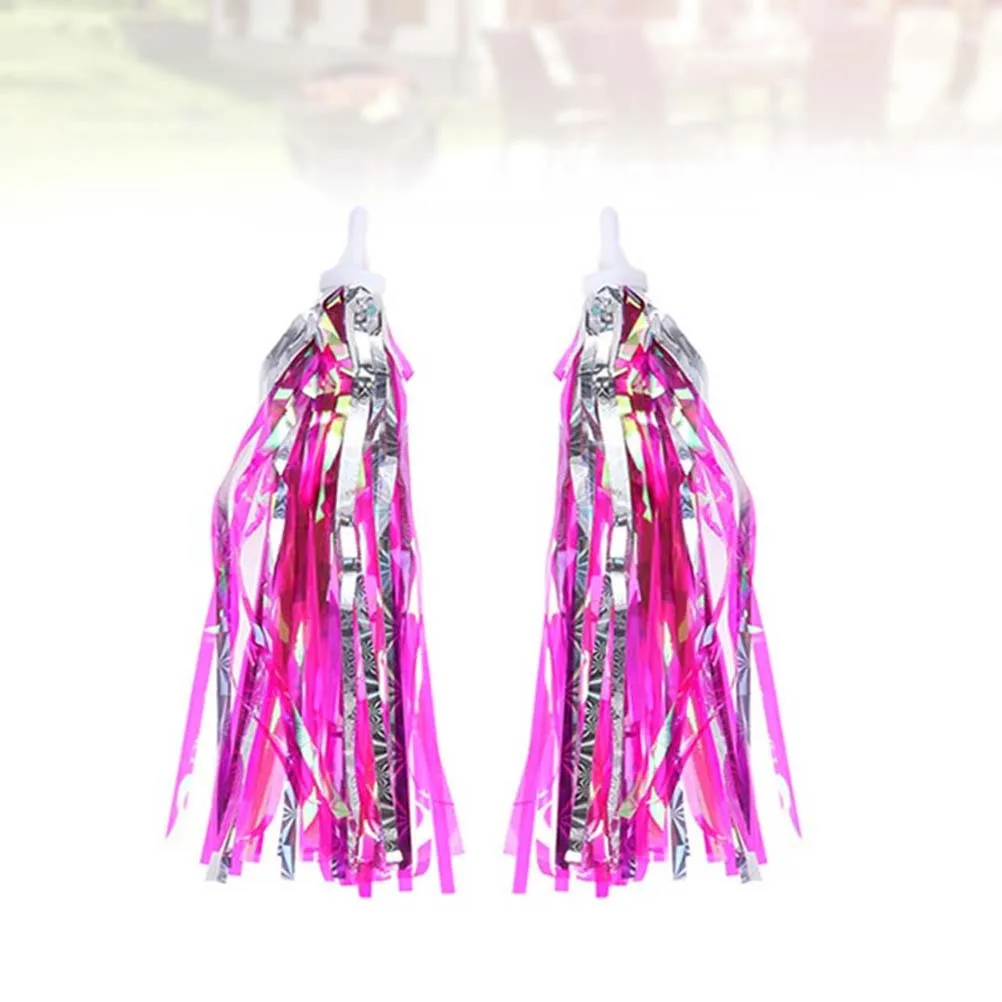 

4Pcs Tassel Ribbon Scooter Streamers Pink Silver Easy Attach Handlebar Decoration Bike Tricycle PVC Plastic Bike