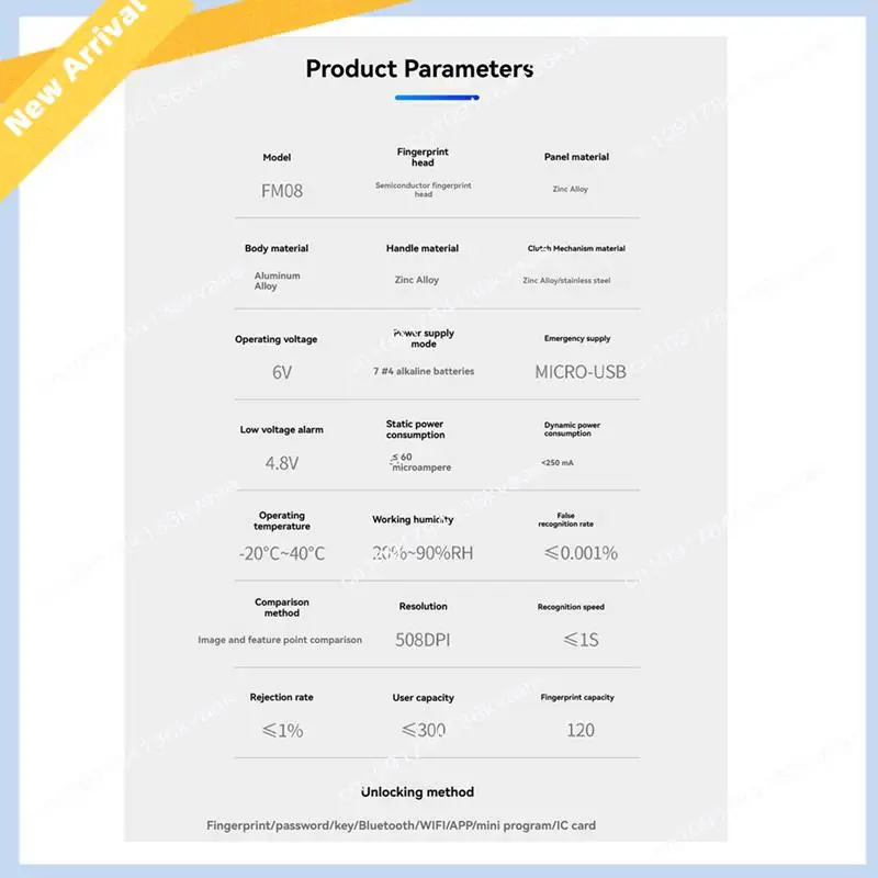 M01K 투야 스마트 도어락, 생체 지문, RFID 카드, 비밀번호, 키로 완전 자동 전자 도어락