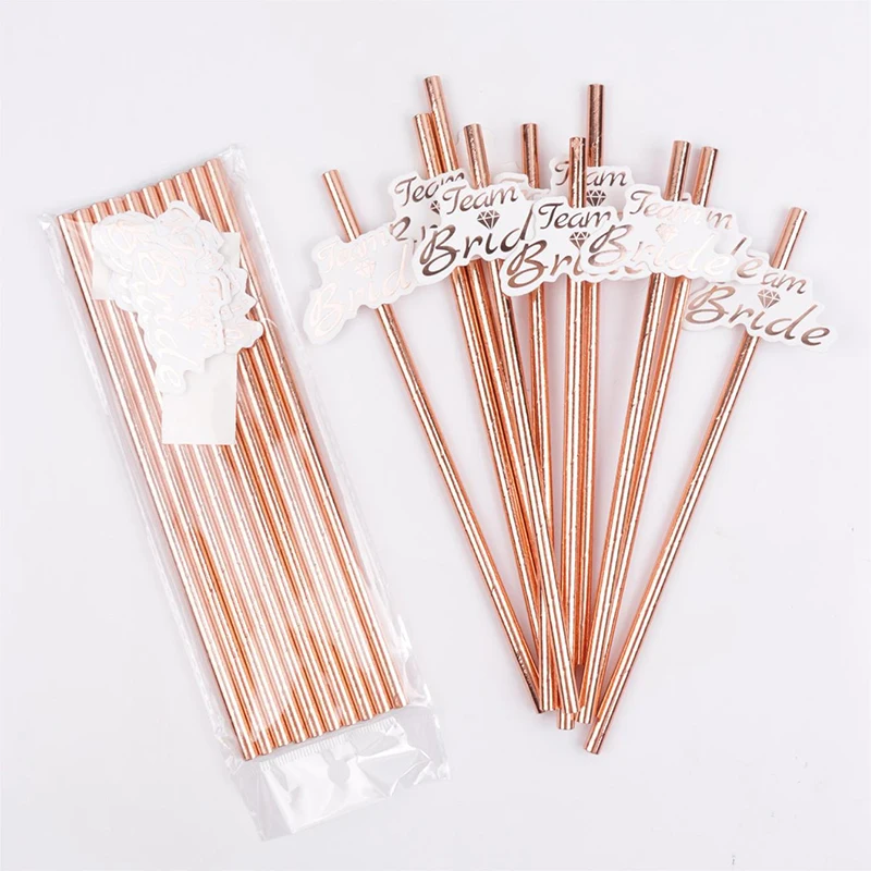 10Pcs Team Bride Straw Wedding Decoration Supplies Hen Party Decoration Single Party Wedding Coffee Beverage Supplies