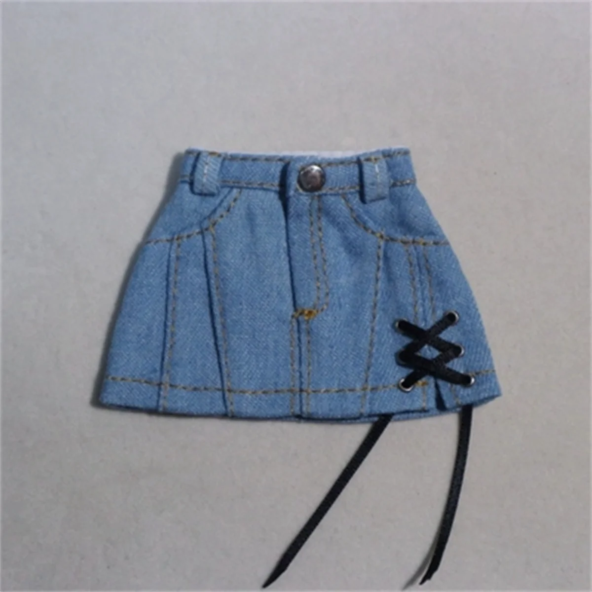 Female 1/6 Off Shoulder Bubble Sleeve Denim Short Skirt / Pants Clothes Model For 12Inch Soldier action figure