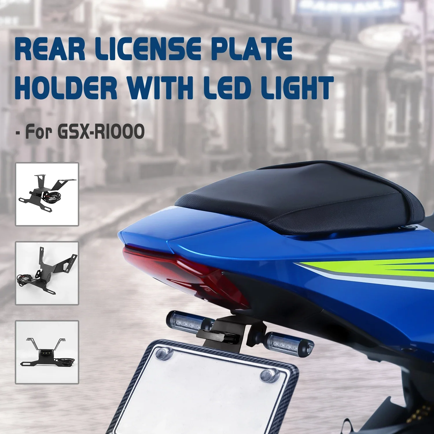 

License Plate Holder Bracket Rear Tail Tidy Fender Eliminator Kit LED For Suzuki GSXR 1000 GSX-R1000 2017 2018 2019 2020 2021