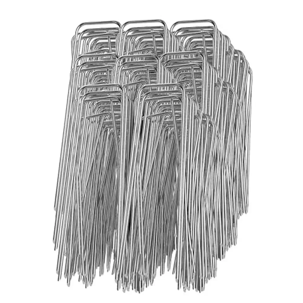 

500 Galvanized U-Shaped Landscape Staples Tent Stakes Weed Securing Pins Yard SOD Garden Fabric Weed Barrier Beveled Ends