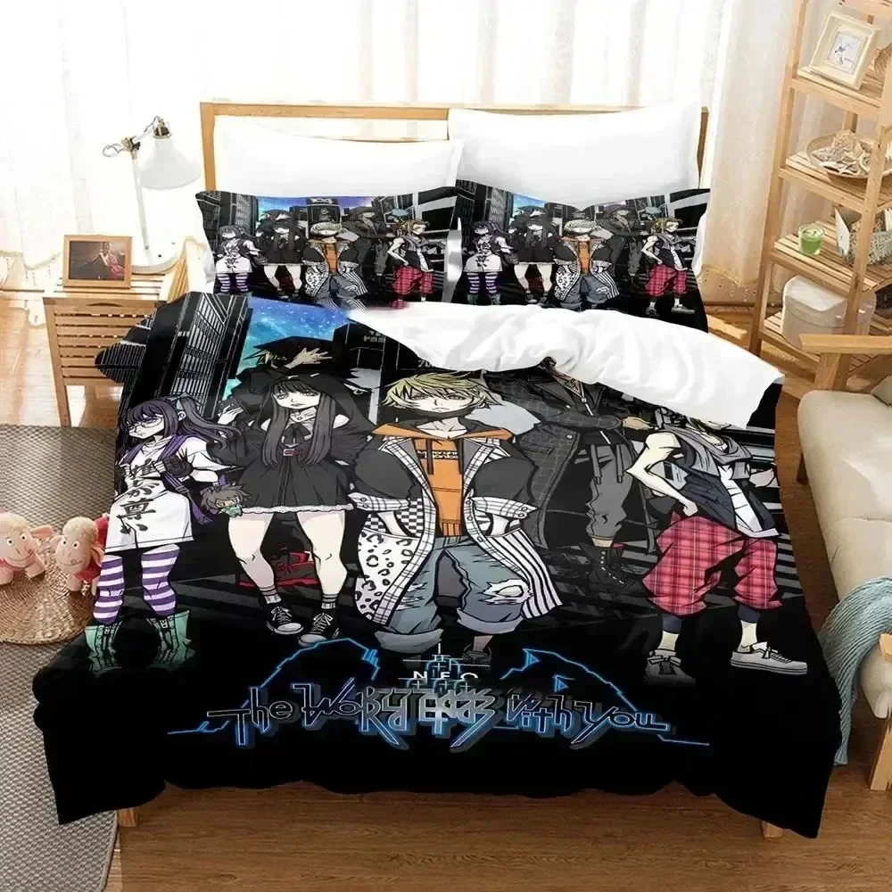 2025 Luxury New 3D Print Game The World Ends With You Bedding Set Boys Girls Twin Queen Sakuraba Neku Duvet Cover Kids Adult