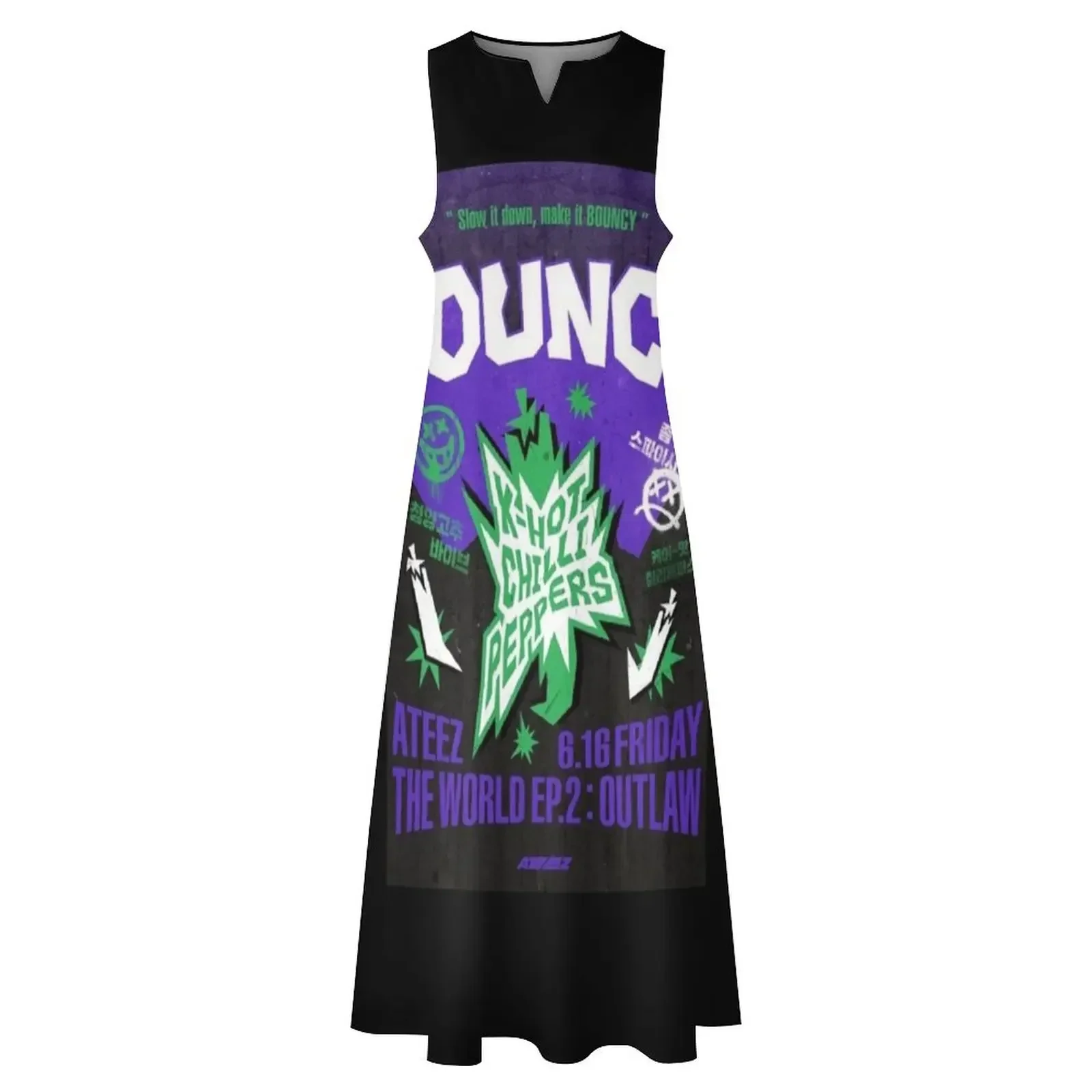 Sukienki ATEEZ Bouncy K-Hot Chilly Peppers Poster Outlaw Long Dress dla kobiet, sukienki na studniówkę, sukienki wieczorowe damskie, sukienka