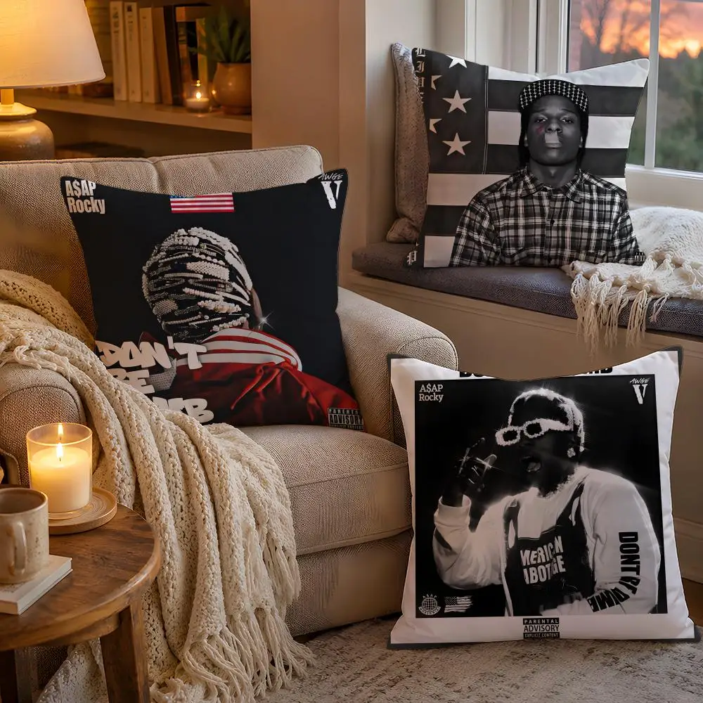 ASAP Rocky Rap Singer Cushion Cover Soft Plush Cushion Cover Double Print And Invisible Zipper For Sofa Home Car Use