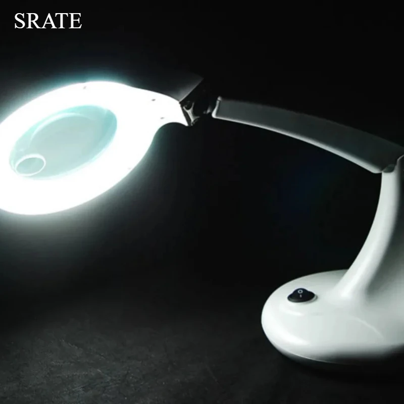 220 فولت عدسة بصرية مزدوجة 1.75X 4X مكتب مضاءة عدسة مكبرة مع ضوء الجدول حامل القراءة مساعدة اليد المكبر مصباح العدسة