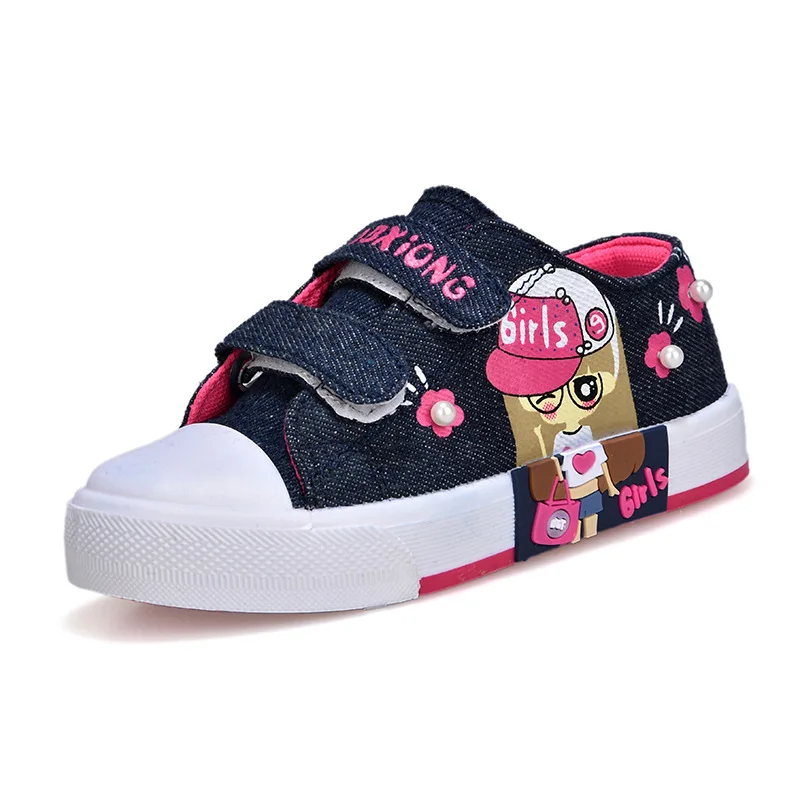 Scarpe di tela per bambina scarpe di tela per bambini di nuova moda suola piatta scarpe Comfort per bambini Hook and Loop Casual Slip on scarpe da