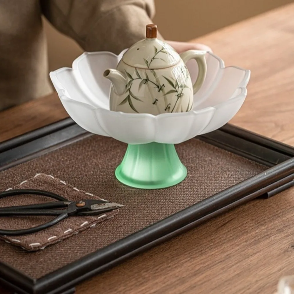 

Stylish Lotus Shaped Fruit Plate Delicate Matte Texture Snacks Place Tray Glass Coffee Table Tray Office