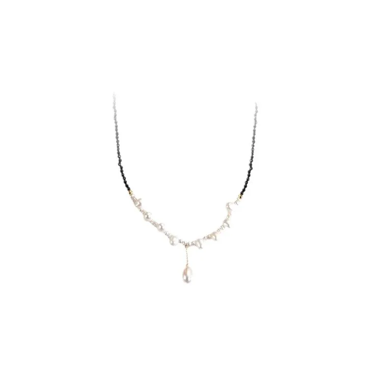 New Arrival Elegant Black Spinel Stone & Natural Freshwater Pearl 14K Gold Filled Female Pendant Necklace Jewelry Never Fade