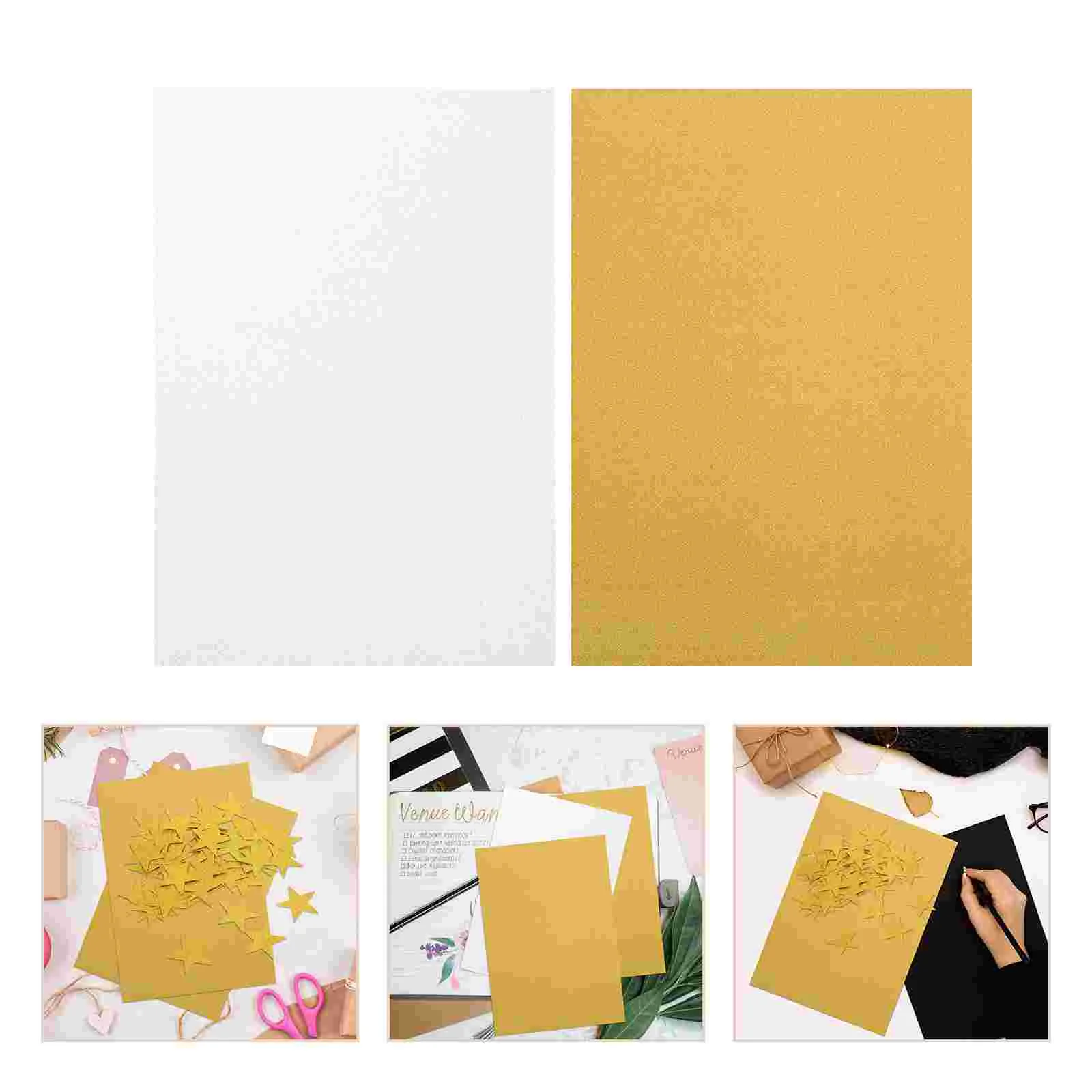 10 Pcs Gold Cardstock Paper Stickers Scrapbooking Nail Colored Sparkling Glitter for DIY Double Sided