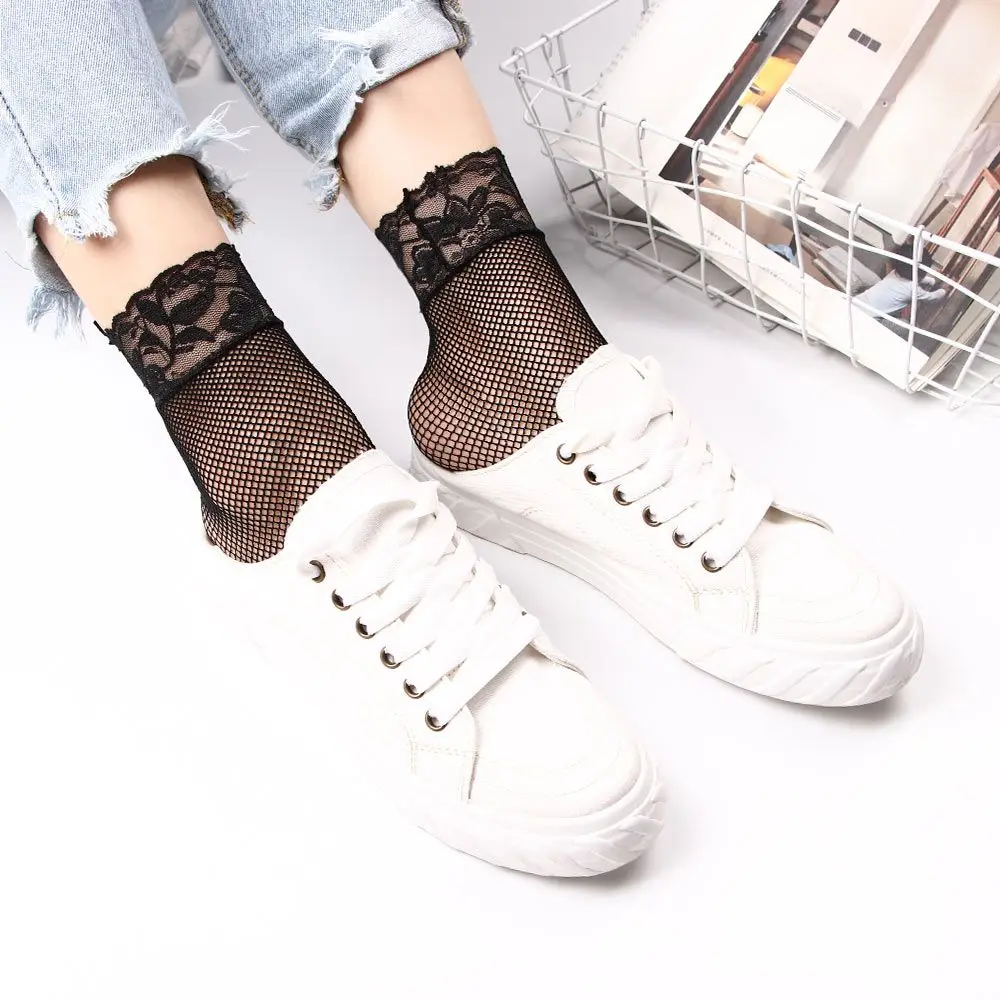 Sexy Hot Sale Charming Ladies Fishnet Short Black Mesh Stockings Socks Socks Foot Lace