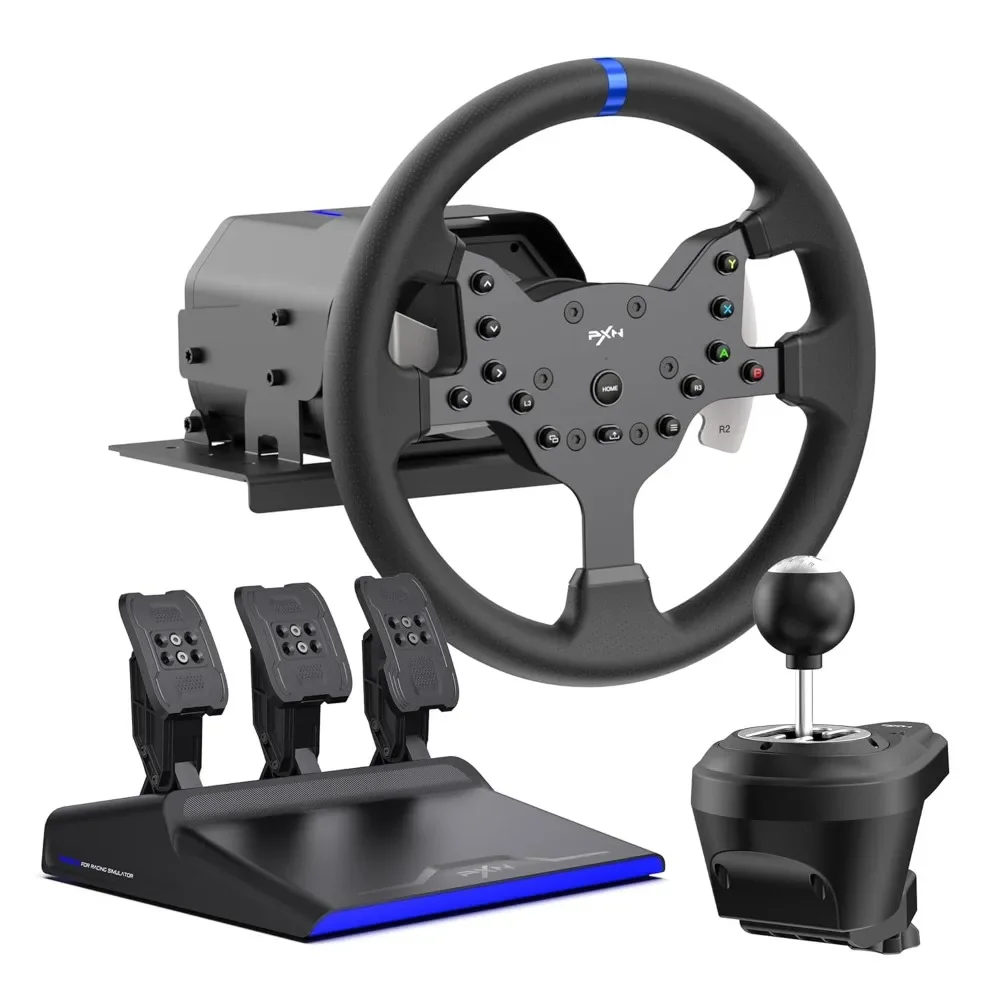 home.Force Feedback Steering Wheel  Degree Racing Wheel with 3-Pedals and Shifter Bundle