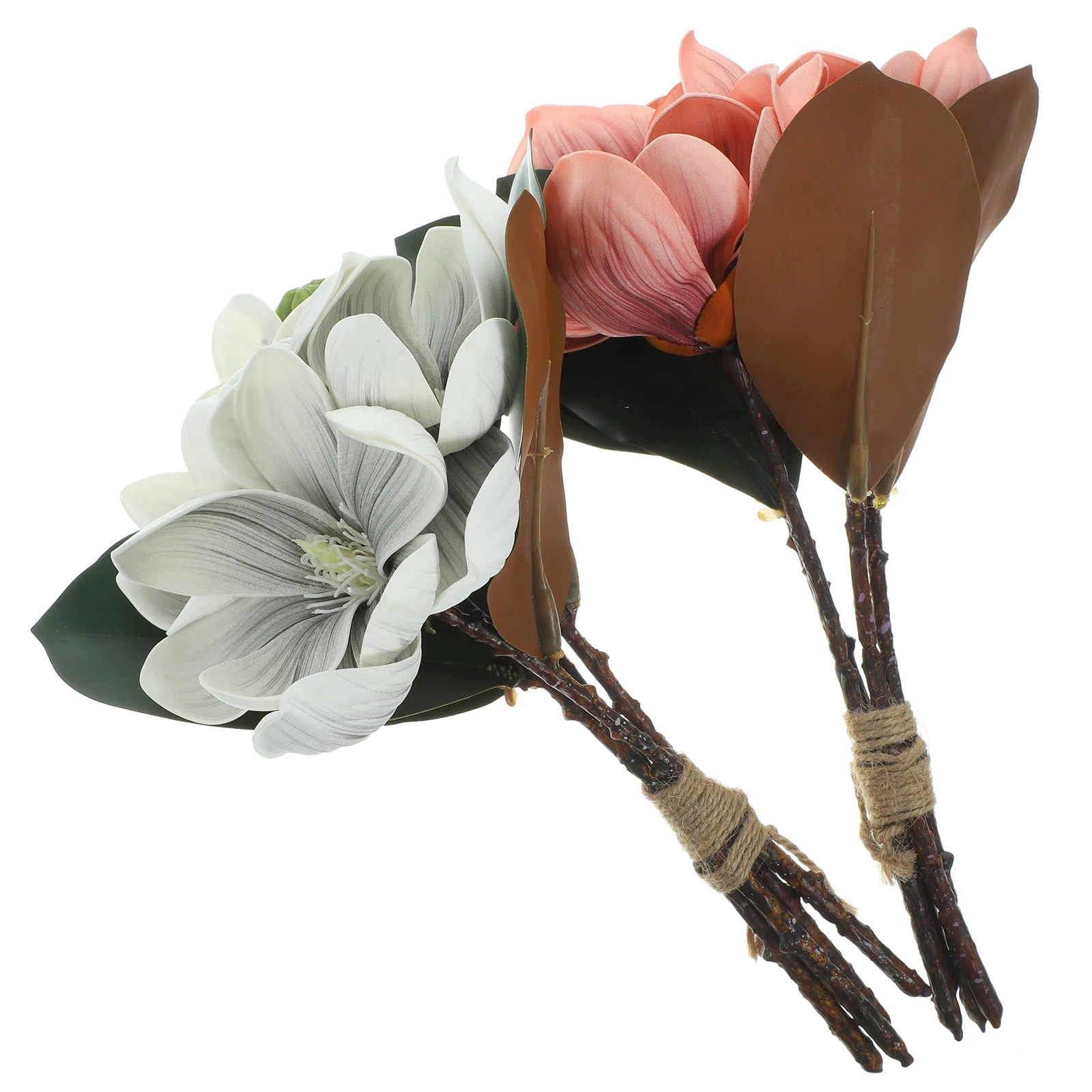 

2pcs Artificial Flowers Rustic Baby Plants Iron Wire Molded Glue Magnolia Branches Decor Floral Bouquet Picks