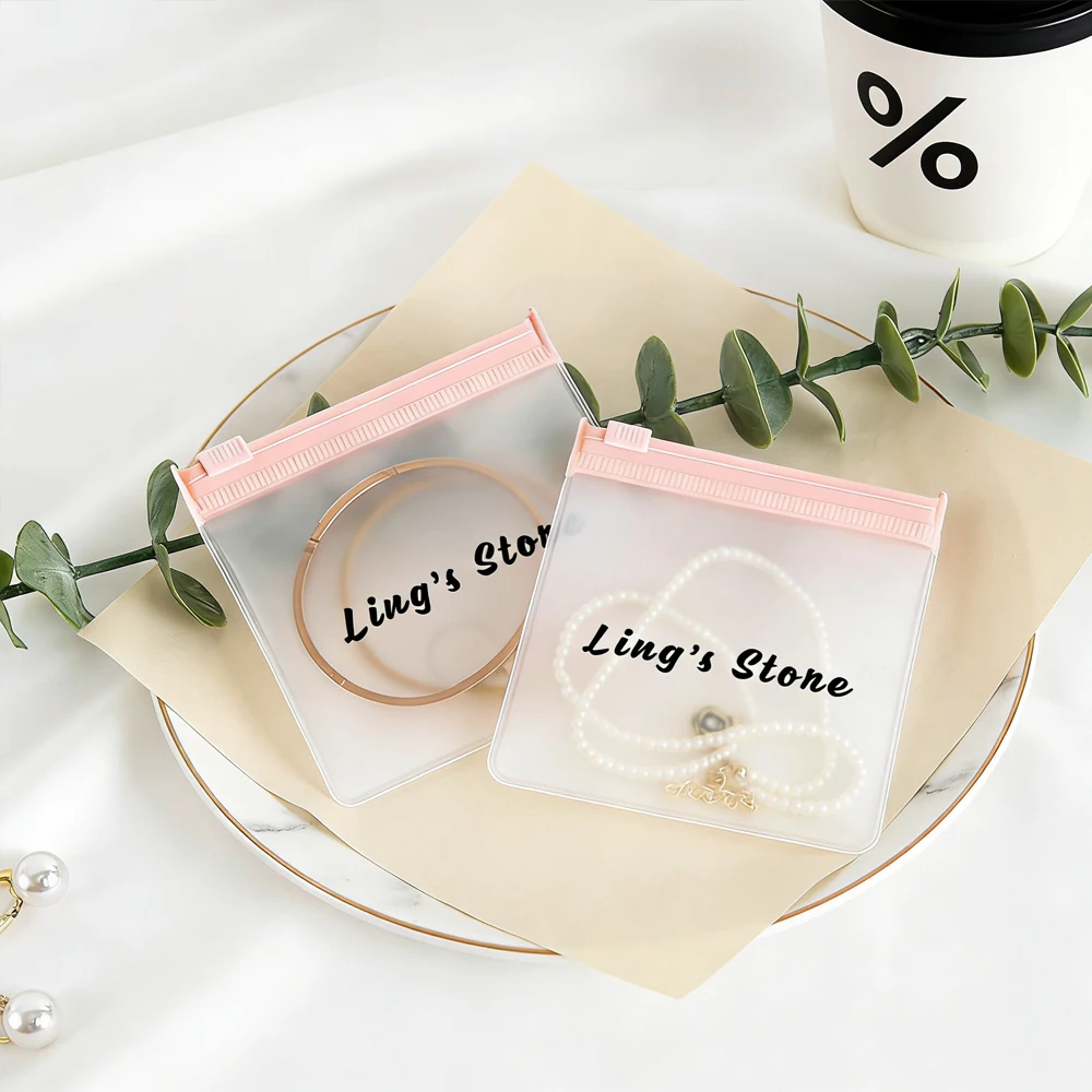

50/100Pcs Custom Jewelry Zipper Bag Frosted EVA Plastic Envelope Pouch Ring Earring Pendant Necklace Bracelet Keychain Packaging