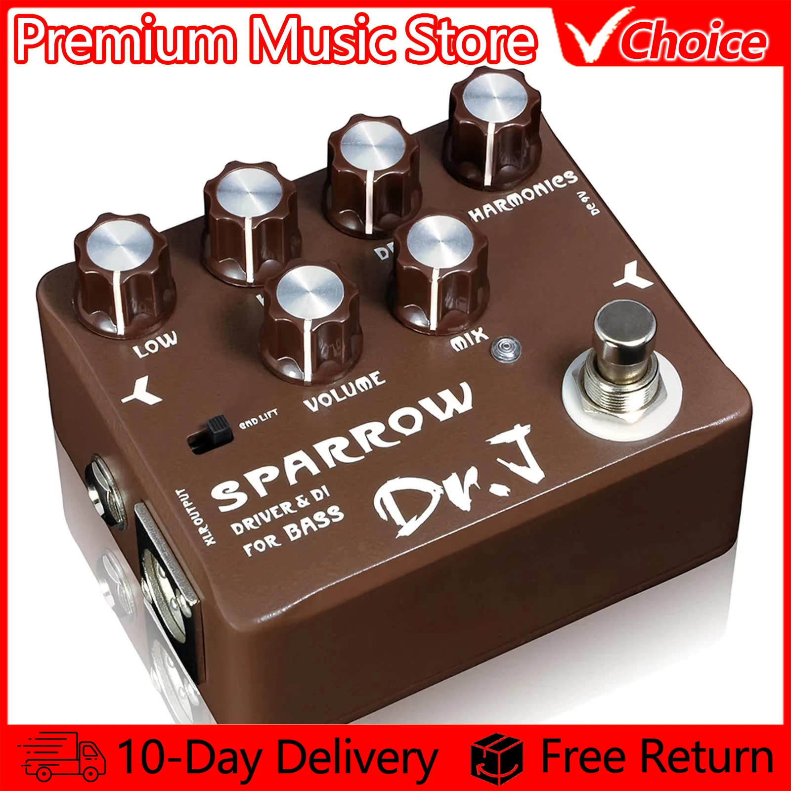JOYO Guitar Pedal D53 SPARROW Driven & DI for Bass Guitar Tube Bass Amp Effect with Driven High and Low Frequency Circuitry