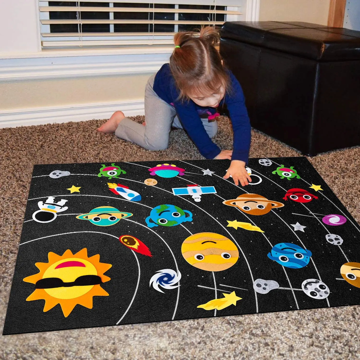 Outer Space Felt Montessori Board Baby Busy Learning Story Book Solar System Universe Flannel Interactive Play Mat