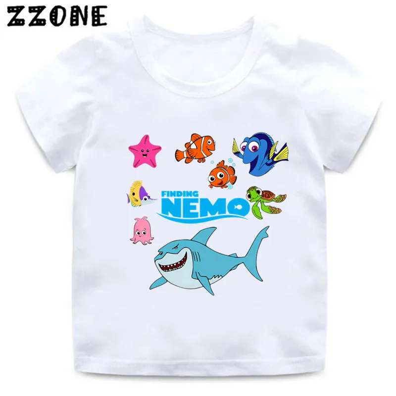 Camisetas con estampado de dibujos animados de Nemo Dory para niños, ropa divertida de peces para niñas, camisetas para bebés, Tops para niños, ooo5495, gran oferta