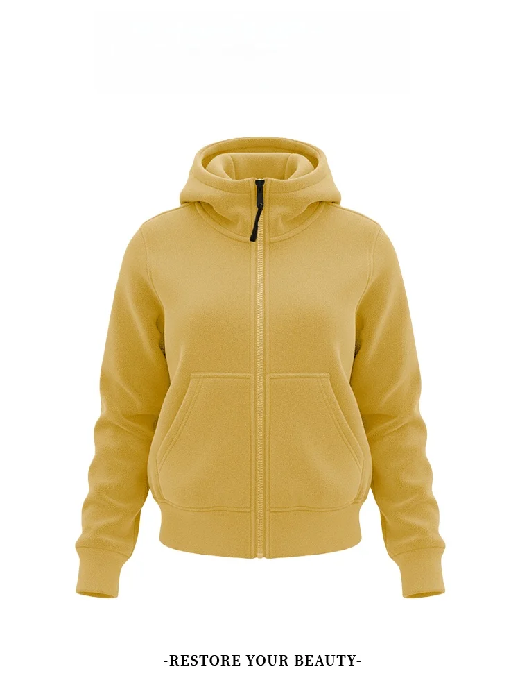 Invierno Thiened Jaet con capucha mujer Color Simple Sli antiarrugas largo Sve cremallera abrigo Casual