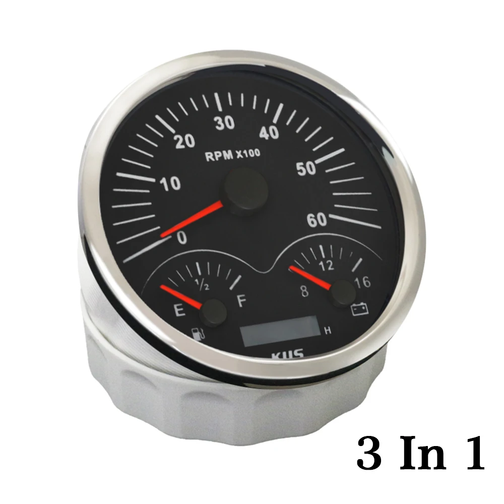 KUS  110mm  Universal 3 in1 4 in 1 Multifunctional Gauge  12V Voltmeter for Auto Marine with Red/Yellow Backlight Available