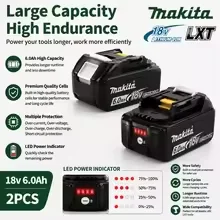Low Standby‑power Loss Genuine Makita 18V 6Ah Battery Reduces Charging Times For Daily‑use BL18 Home‑improvement Tool Kits - view 3