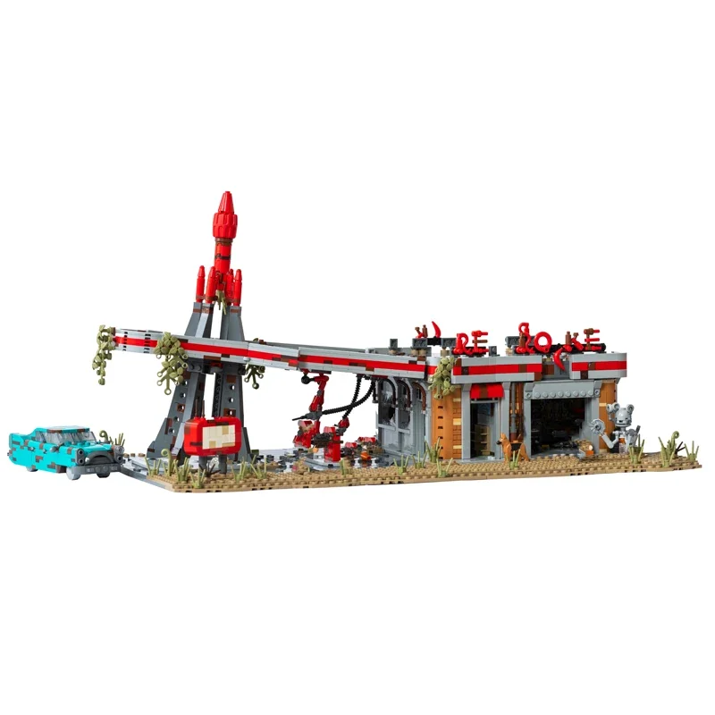

НОВЫЙ заказ, 3259 шт., серия Movie Falloed Moc Red Rocket Truck Stop, модель DIY, креативные идеи, детская игрушка в сборе, головоломка, подарок на день рождения