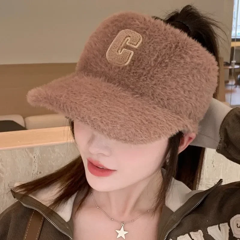 Winter Hats For Women 2023 Fashion Letter C Knitted Hat Female Winter Warm Outdoor Sport Golf Ponytail Baseball Caps Gorro Visor