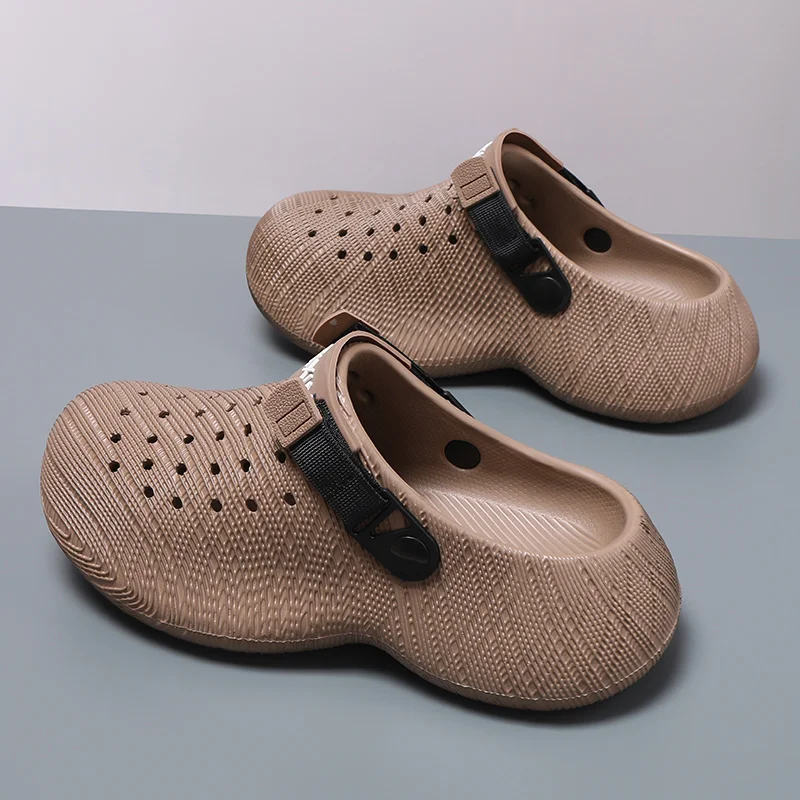 Men Thick Sole Clogs Breathable Hollow Out Non-slip Garden Shoes Outdoor Beach Slippers Slip On Platform Sandal Summer Walking
