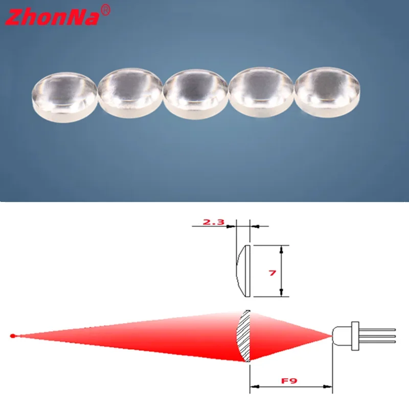 Diameter7mm F9mm wysokiej jakości soczewki skupiające laserowa o grubości ogniskowej 2.3mm kondensator diyoptyczny Opti szkło sferyczne Lens1PC