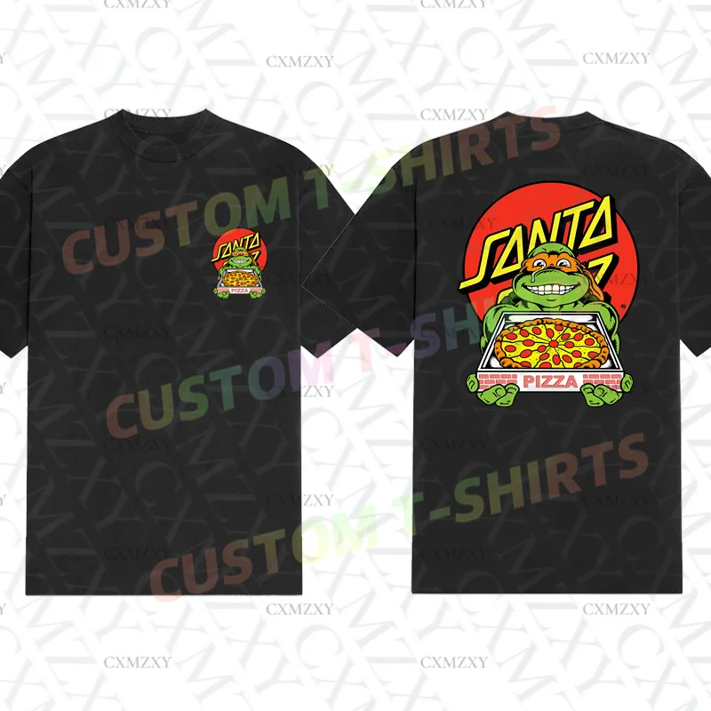 

2025 Men T Shirt Casual Santas Ninja Pizza T-shirt Graphic Summer Sport Short Sleeves 100% Cotton Streetwear S-3XL Cool Cruz Tee