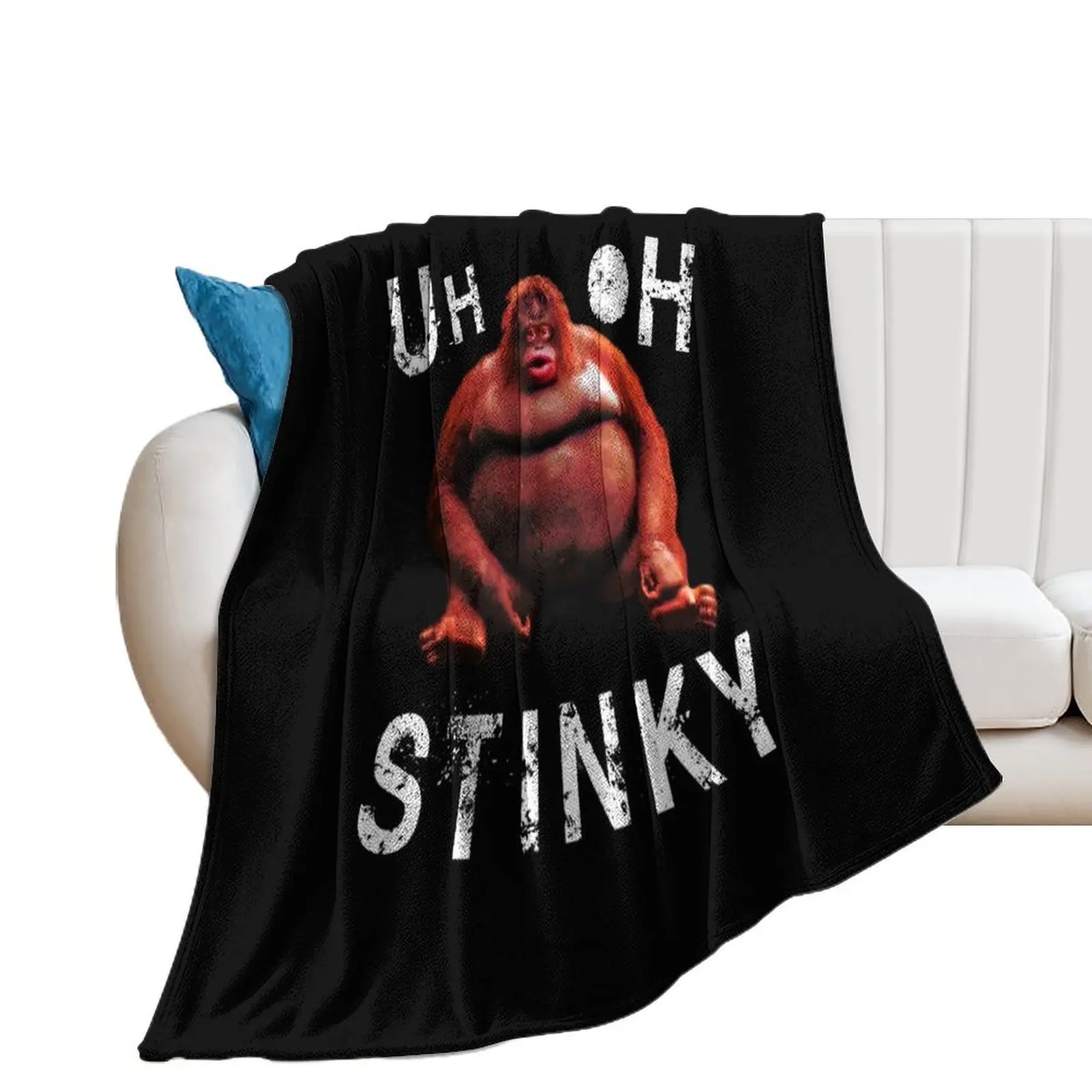 

Uh Oh Stinky Le Monke Funny Dank Meme Throw Blanket Softest For Decorative Sofa Blankets