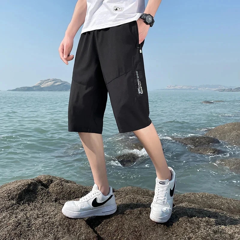 Men's Elastic Hiking Shorts Spring Summer Quick Drying Trousers Male Ice Silk Breathable Fishing Pants Large Size M-8XL