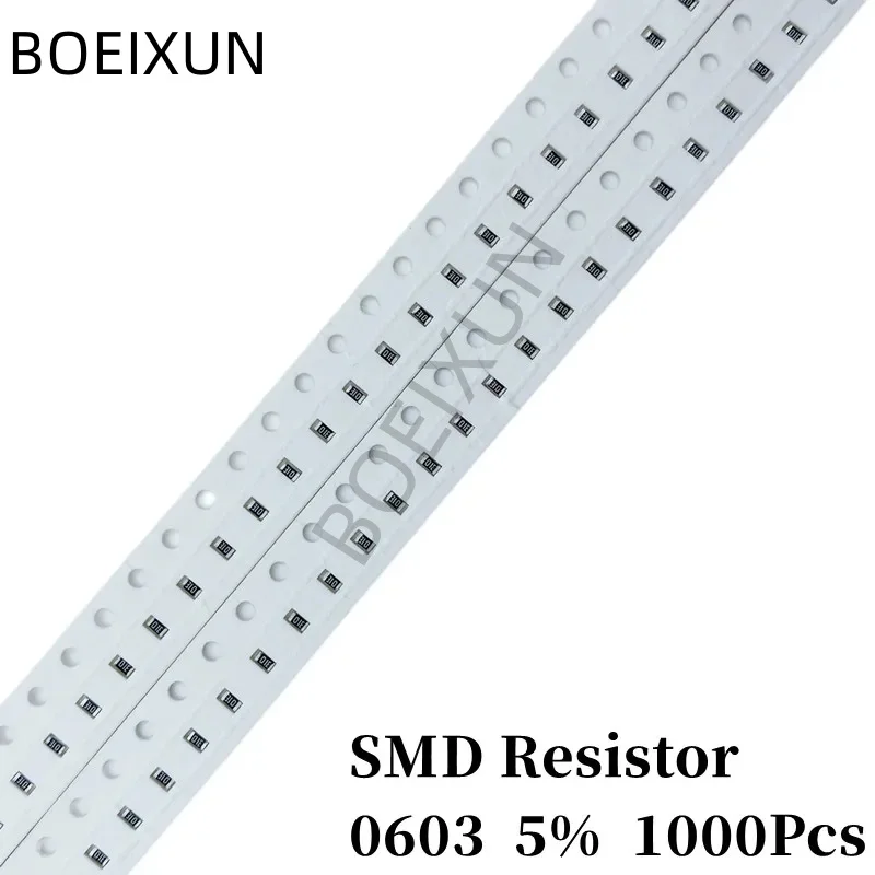 1000Pcs Smd Resistor 0603 5% 100R 120 150 240 330 360 430 470 510 680 820Ohm 1K 10 22 33 36 43 47 51 56 62 68 75 82K 1 2.2 3.3M