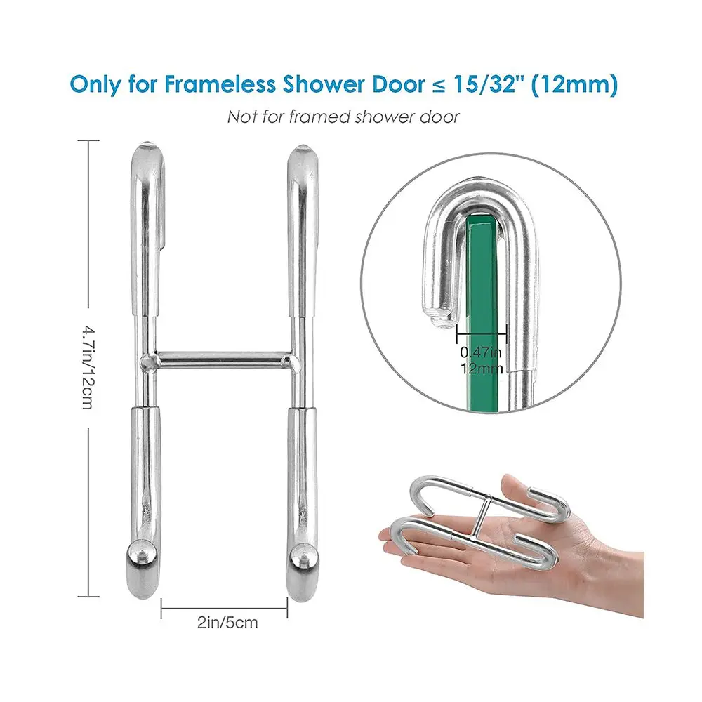 12*5*1.2cm Double S-shaped Hook 304 Stainless Steel Storage Hanger For Glass Door Type Shower Hook Kitchen/Bathroom Towel Rack