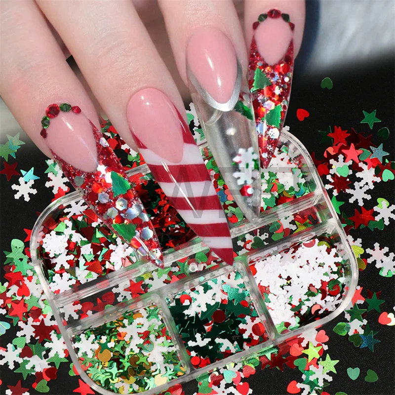 Mix Christmas Glitter Pailetters Snowflake Confetti Nail Sequins for DIY Snowglobe Tumbler Making Lentejuelas Para Manualidades