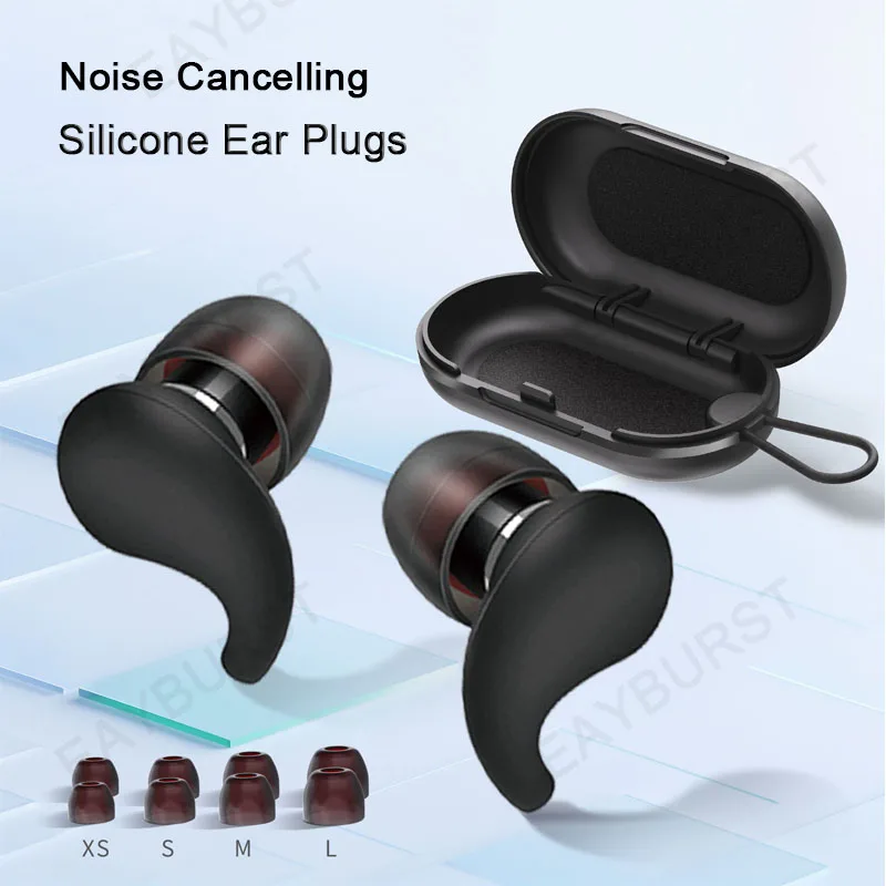 Eayburst Ear Plugs for Sleeping Noise Reduction with 8 Ear Tips Reusable Hearing Protection Silicone Earplugs for Concert Work