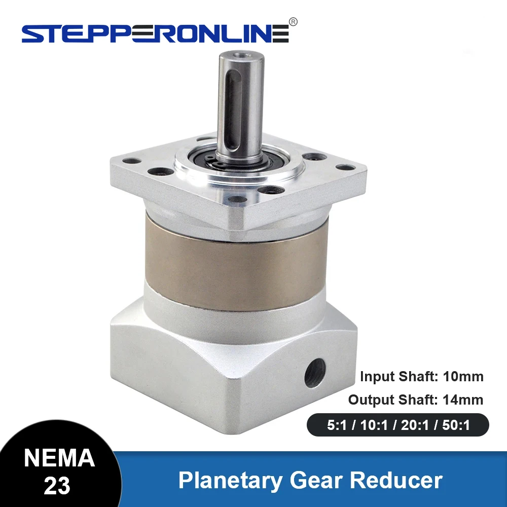 Nema 23 Planetary Gearbox Stepper Motor Geared Speed Reducer for Nema23 Motor Ratio 5:1/10:1/20:1/50:1 10mm Input 14mm Output