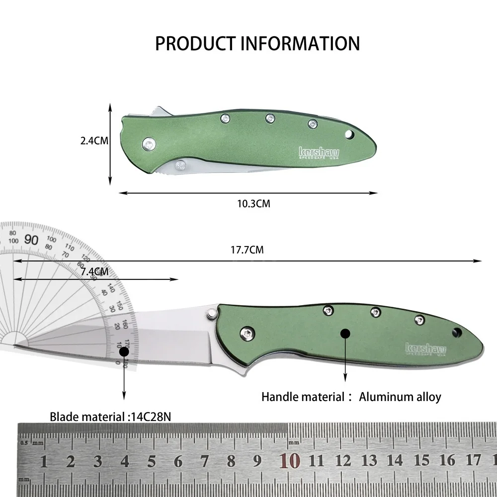 KS 1660 Ken Onion Leek Flipper Folding Knife 14C28N Plain Blade Carbon Fiber Handles Outdoor Camping Knife Christmas Gift