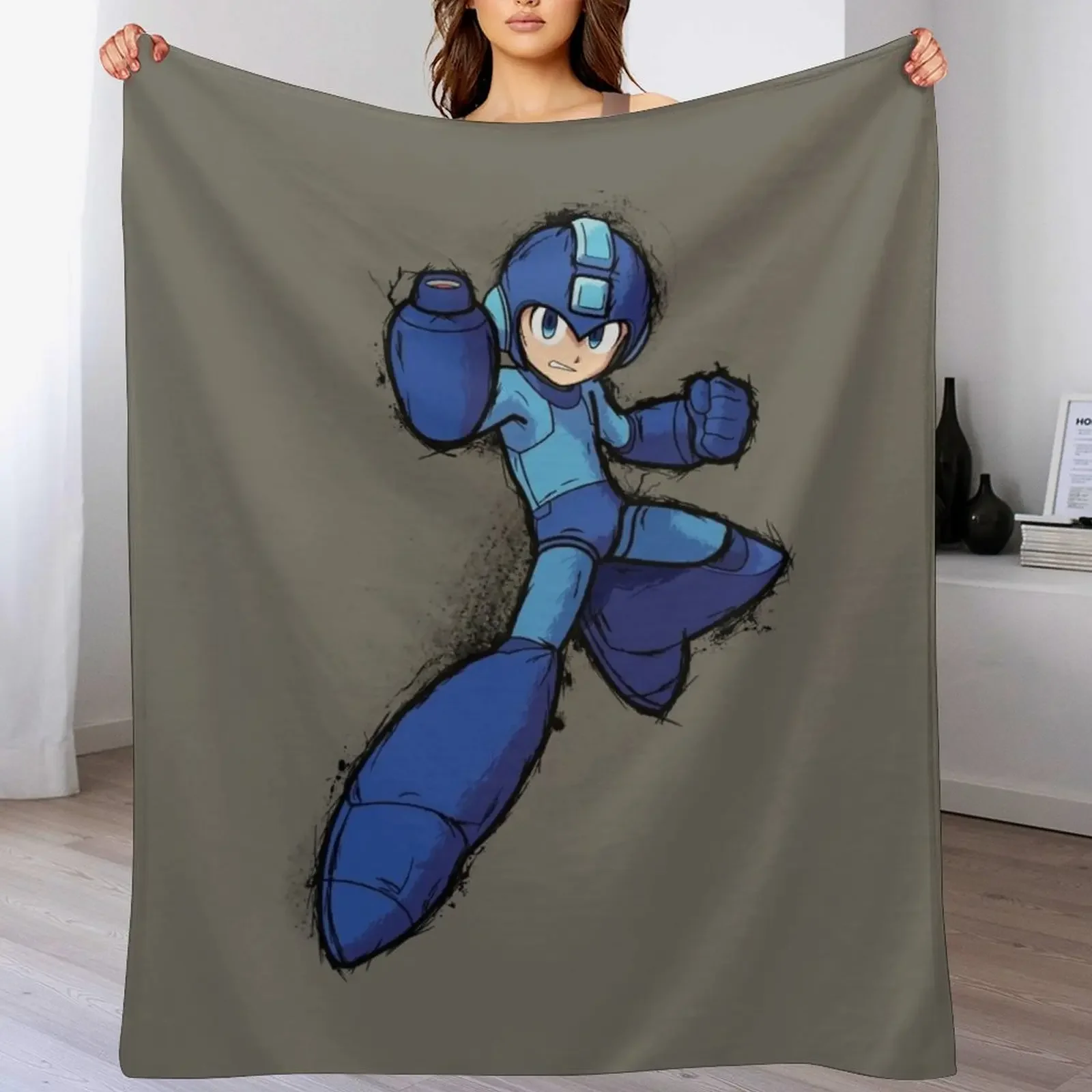 

Megaman vintage inked Throw Blanket Decorative Throw Soft Plush Plaid Extra Large Throw Designers Blankets