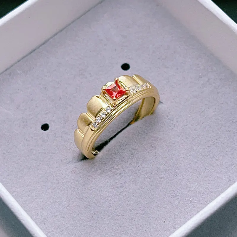 

100% Natural Red Sapphire Ring 3mm 0.3ct Red Sapphire sterling 925 Silver Ring for Daily Wear 18K Gold Plated Gemstone Jewelry
