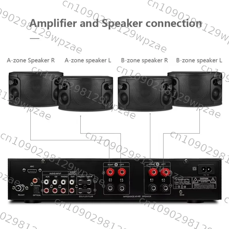 【Hot】Sound HIFI Class D 4CH 2 Zone 400W RMS Home Digital Amplifier With Pure Bass Karaoke & Recording Functions