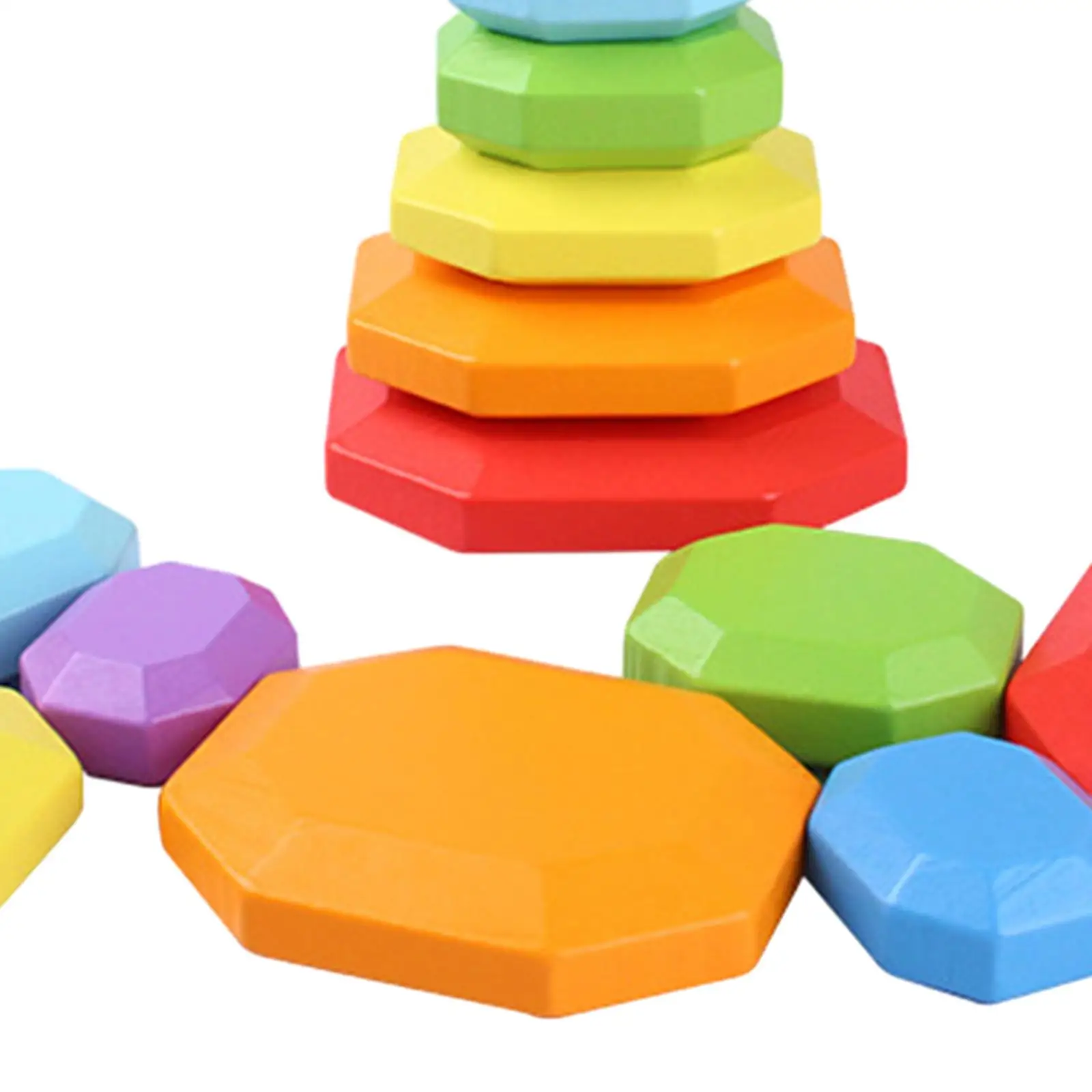 7 pezzi Montessori arcobaleno impilabile pietra impilabile gioco ordinamento abilità motorie in legno