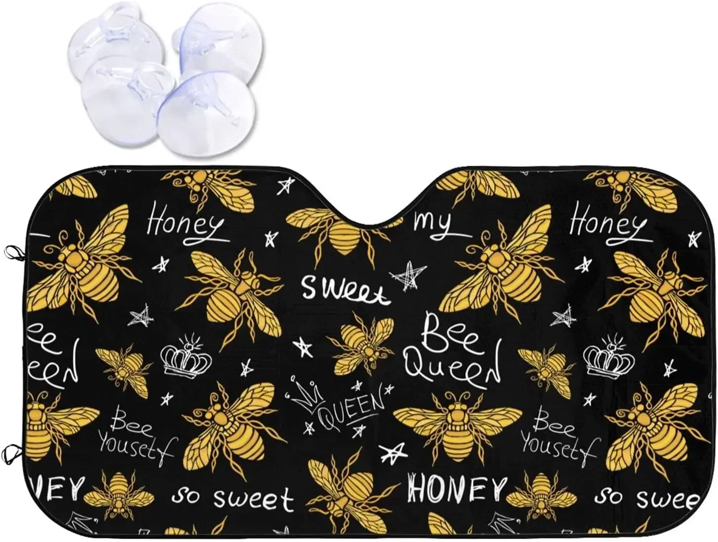 

Abejas de miel con Queen CrownSun Parasol para ventana delantera para la mayoría de los sedanes SUV Camión bloquea los rayos UV