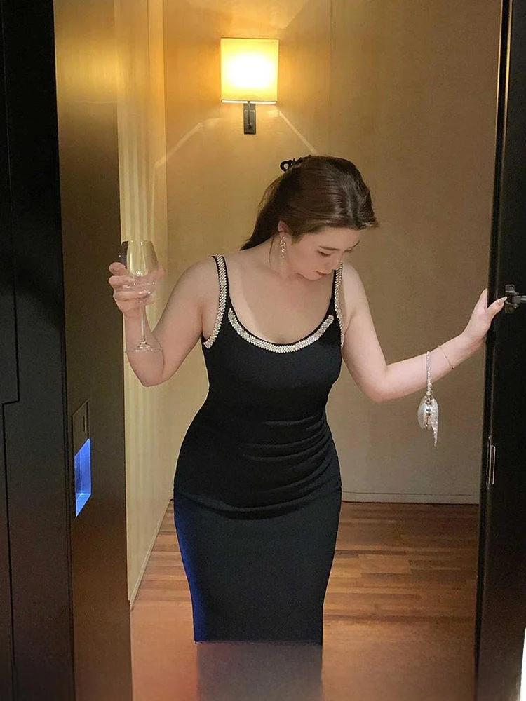 

Сексуальное облегающее платье макси больших размеров ML Jie, новинка весенней коллекции, с бриллиантовой отделкой, с завышенной талией, для полных женщин