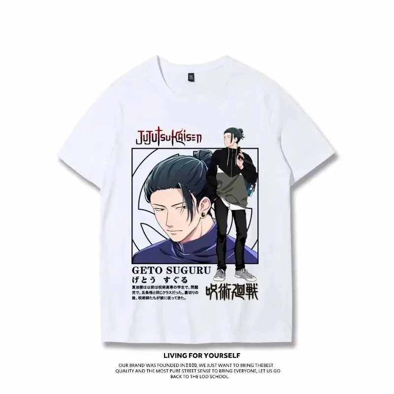 Japanese Anime Short-sleeved Street Casual Men\'s Shirt Jujutsu Kaisen Printed T-shirt Cotton Summer Unisex Top Harajuku T-shirt