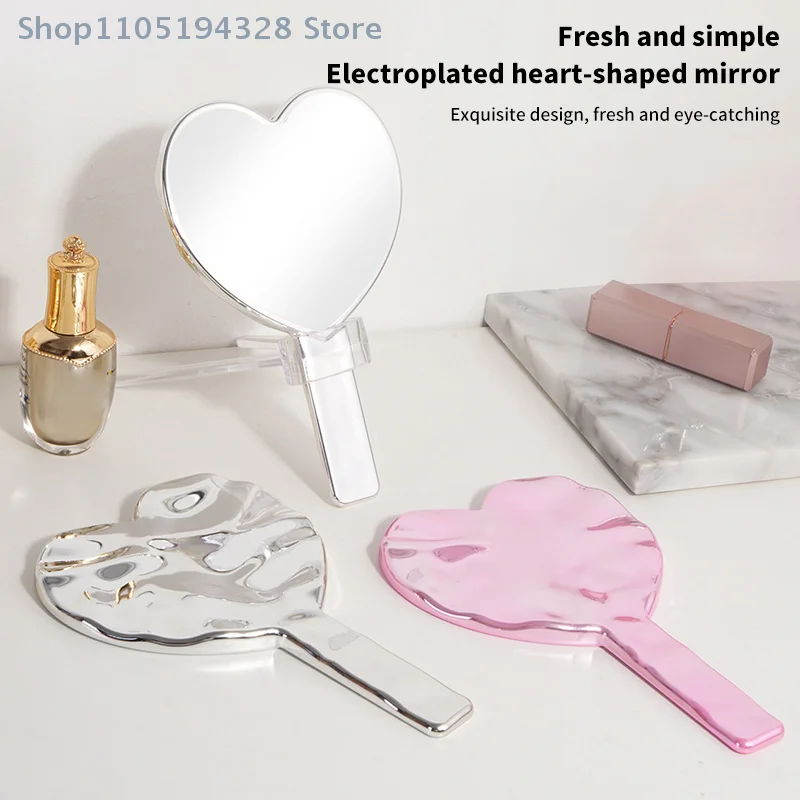 [MP] 1 pz specchio per trucco portatile specchio a forma di cuore d'amore manico femminile trucco strumenti di bellezza cosmetica specchio per trucco cosmetico portatile