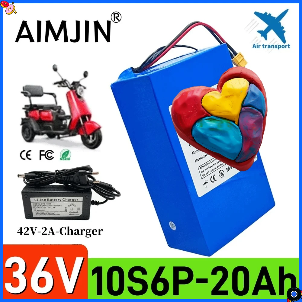 

High-capacity 10S6P 36V 20000mAh Rechargeable 18650 Lithium-ion Battery Pack Built in BMS Suitable for Electric Scooter Battery